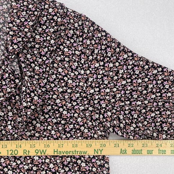 & OTHER STORIES Blouse 6 Paris Atelier Ditsy Floral Ruffled Shell Button Black - Picture 9 of 11